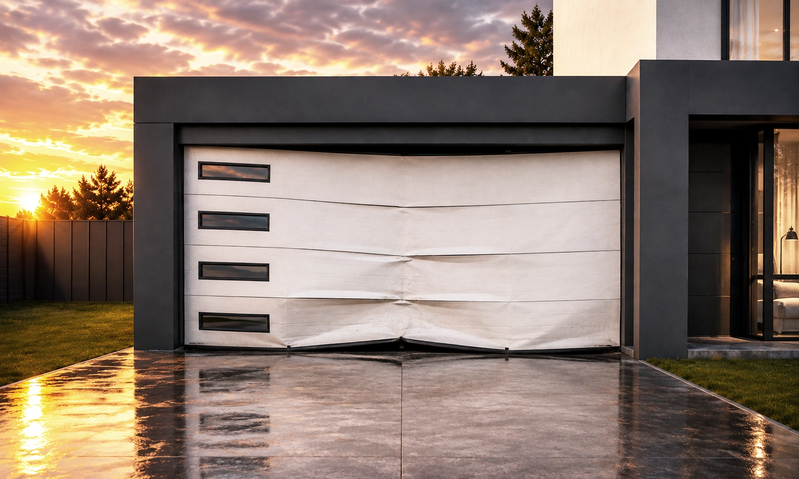 Old garage door before replacement